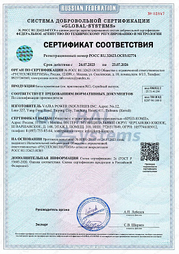 Сертификат соответствия на биты 01